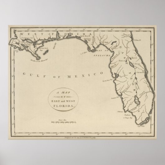  kaart van Florida (1794) Poster (Voorkant)