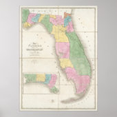  kaart van Florida (1839) Poster (Voorkant)