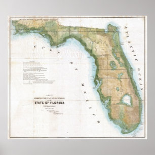  kaart van Florida (1848) Poster