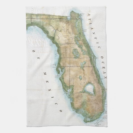  kaart van Florida (1848) Theedoek (Verticaal)