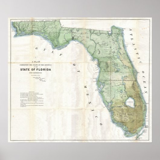 kaart van Florida, 1853 Poster (Voorkant)