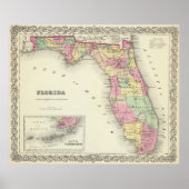  kaart van Florida (1856) Poster (Voorkant)