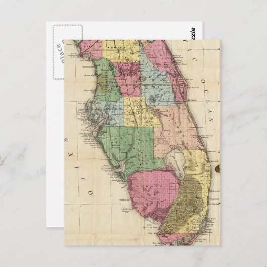  kaart van Florida (1870) (Voorkant / Achterkant)