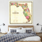Kaart van Florida (1870) Canvas Afdruk (Insitu (Slaapkamer))