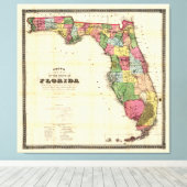 Kaart van Florida (1870) Canvas Afdruk (Insitu (Houten vloer))