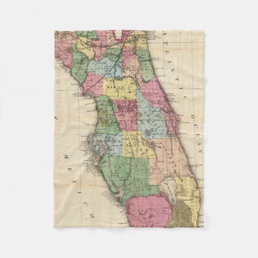  kaart van Florida (1870) Fleece Deken (Voorkant)