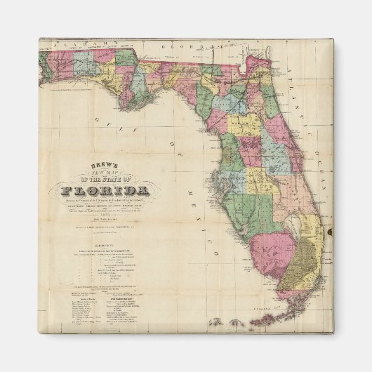  kaart van Florida (1870) Magneet (Voorkant)