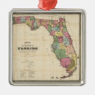  kaart van Florida (1870) Metalen Ornament