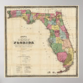  kaart van Florida (1870) Poster (Voorkant)