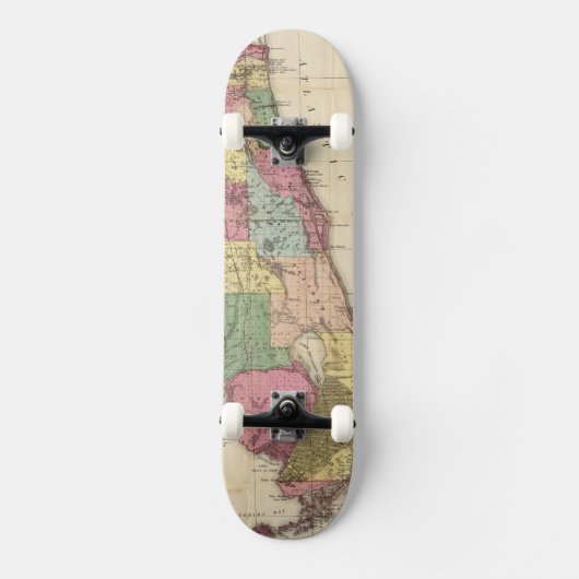  kaart van Florida (1870) Skateboard (Voorkant)