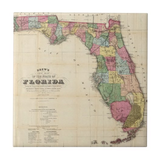  kaart van Florida (1870) Tegeltje (Voorkant)