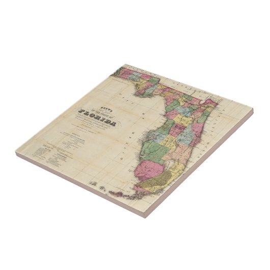  kaart van Florida (1870) Tegeltje (Zijkant)