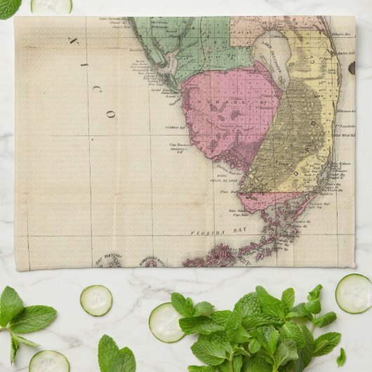  kaart van Florida (1870) Theedoek (Gevouwen)