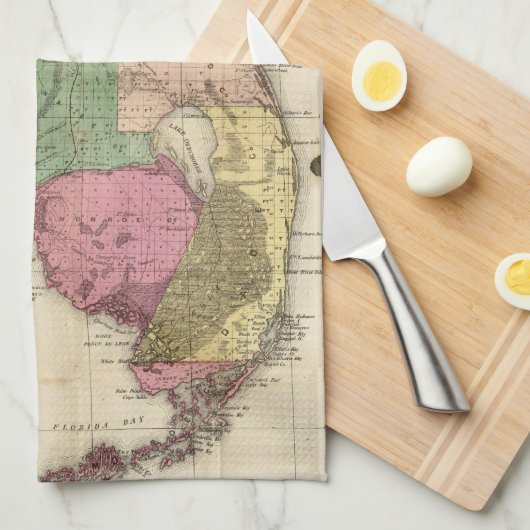  kaart van Florida (1870) Theedoek (Quarter Fold)