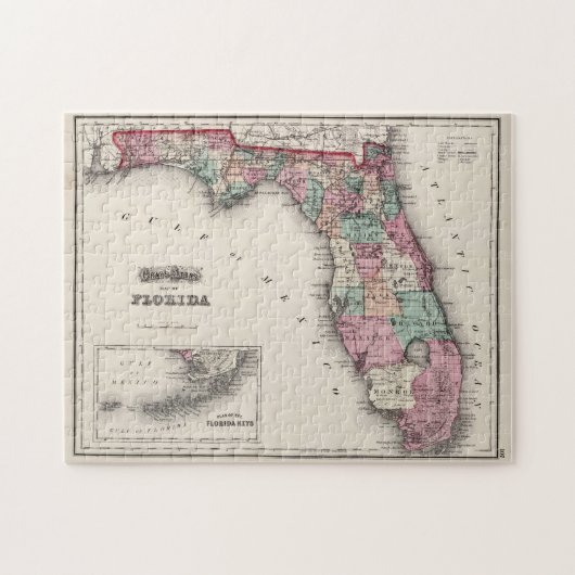 kaart van Florida (1873) Legpuzzel (Horizontaal)