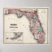  kaart van Florida (1873) Poster (Voorkant)