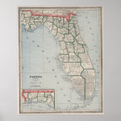 kaart van Florida (1883) Poster (Voorkant)