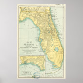  kaart van Florida (1891) Poster (Voorkant)