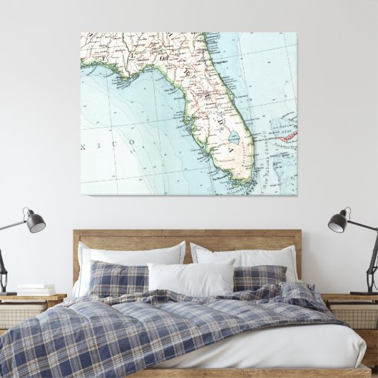  kaart van Florida (1900) Canvas Afdruk (Insitu (Slaapkamer))