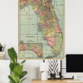  kaart van Florida (1909) Poster (Thuiskantoor)