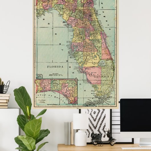  kaart van Florida (1909) Poster (Thuiskantoor)