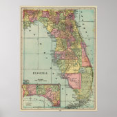 kaart van Florida (1909) Poster (Voorkant)