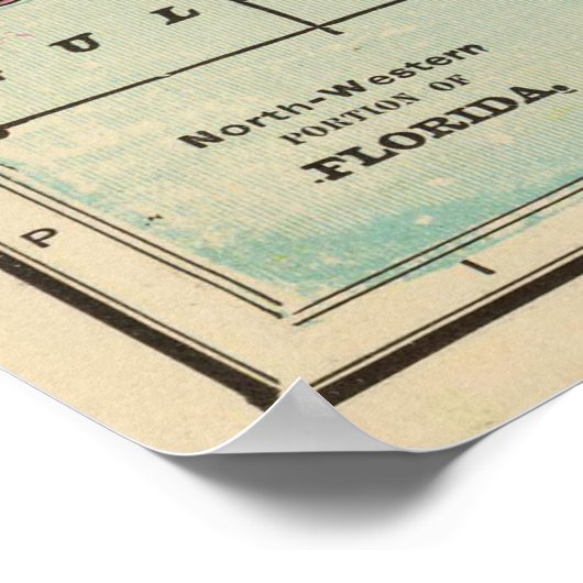 kaart van Florida (1909) Poster (Hoek)