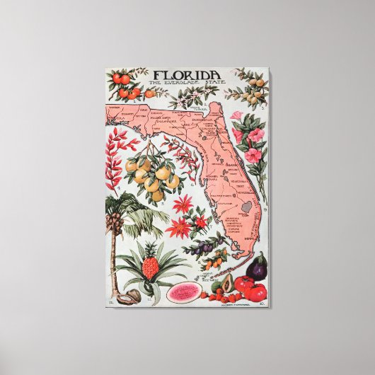  kaart van Florida (1917) Canvas Afdruk (Voorkant)