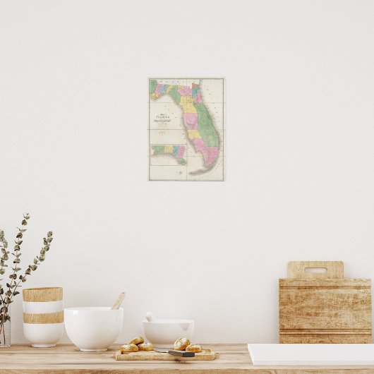 Kaart van Florida 2 Poster (Keuken)