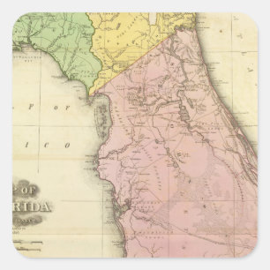 Kaart van Florida 2 Vierkante Sticker