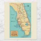 Kaart van Florida - Boca Grande Wijn Etiket (Enkel label)