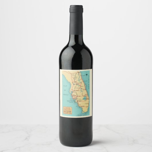 Kaart van Florida - Boca Grande Wijn Etiket (Voorkant)