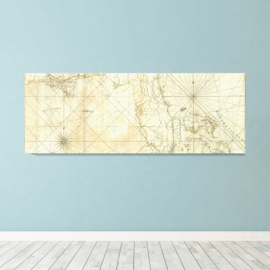 kaart van Florida en de Bahama's (1776) Canvas Afdruk (Insitu (Houten vloer))