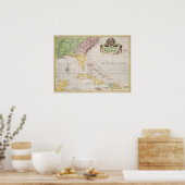  kaart van Florida en de Bahama's Poster (Keuken)