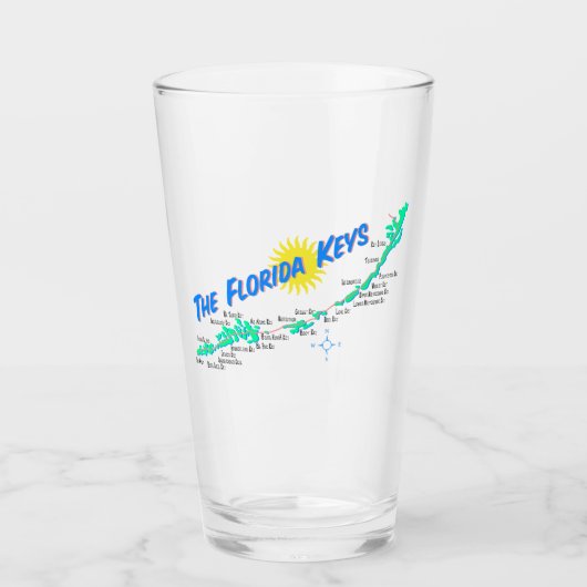 Kaart van Florida Keys met eilandnamen Glas (Voorkant)