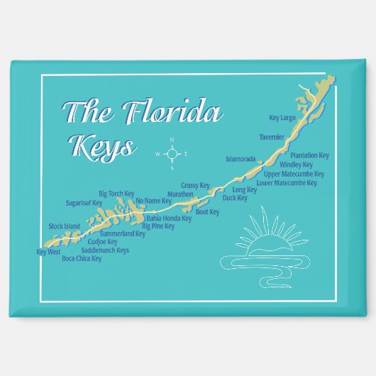 Kaart van Florida Keys met eilandnamen Magneet (Voorkant)