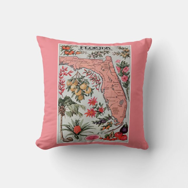  kaart van Florida Pillow Kussen (Voorkant)