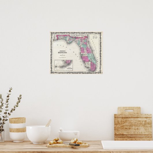  kaart van Florida Poster (Keuken)