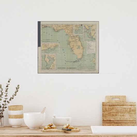  kaart van Florida Poster (Keuken)