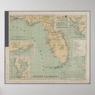  kaart van Florida Poster
