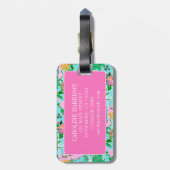 Kaart van Florida Preppy Palm Beach Pattern Monogr Bagagelabel (Achterkant verticaal)