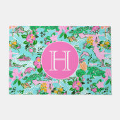 Kaart van Florida Preppy Palm Beach Pattern Monogr Deurmat (Voorkant)