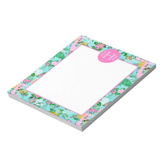 Kaart van Florida Preppy Palm Beach Pattern Monogr Notitieblok (Linkerzijde)