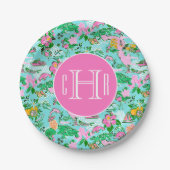 Kaart van Florida Preppy Palm Beach Pattern Monogr Papieren Bordje (Voorkant)