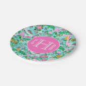 Kaart van Florida Preppy Palm Beach Pattern Monogr Papieren Bordje (Gekanteld)