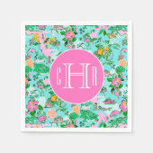 Kaart van Florida Preppy Palm Beach Pattern Monogr Servet (Voorkant)