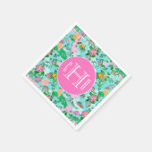 Kaart van Florida Preppy Palm Beach Pattern Monogr Servet (Hoek)