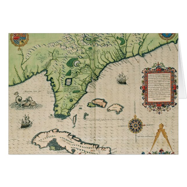 Kaart van Florida, uit 'Brevis Narratio' (Voorkant Horizontaal)