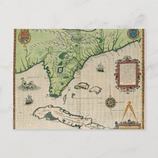 Kaart van Florida, uit 'Brevis Narratio' (Voorkant)
