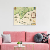 Kaart van Florida, uit 'Brevis Narratio' Canvas Afdruk (Insitu (Woonkamer))